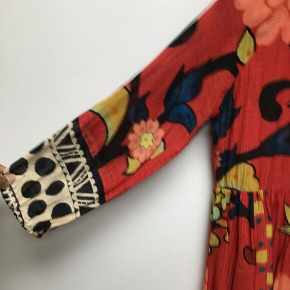 Anthropologie Verb by Pallavi Singhee Womens Red Floral Cayenne Midi Dress 10P - Picture 8 of 12